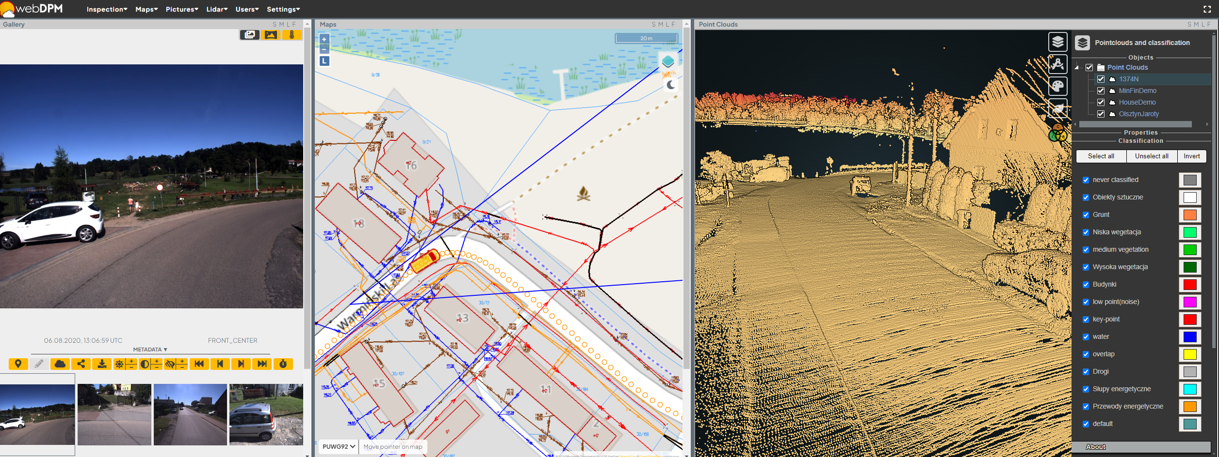Road lane photo-registration, orthophotos and point cloud for road infrastructure sites 3