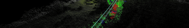 Point cloud showing line path and vegetation collision detection
