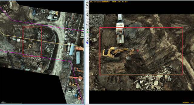 Gas pipeline corridor under inspection with construction machinery nearby