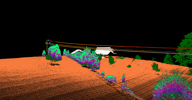 Object analysis of vegetation in the vicinity of the line
