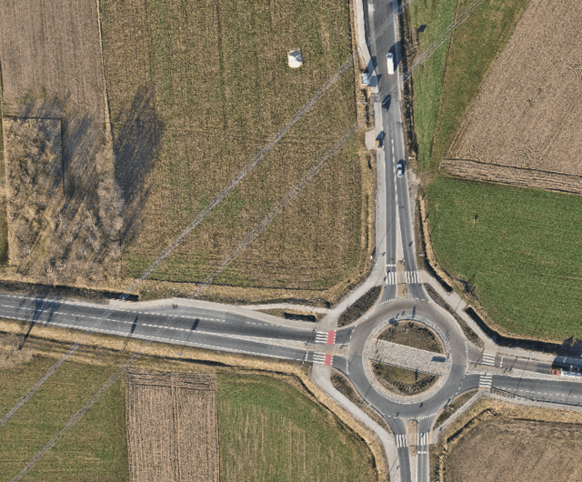 Orthophotomap in the power line protection zone along the road