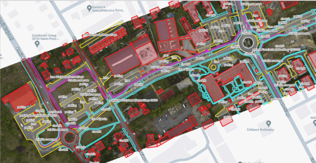 Wektoryzacja infrastruktury drogowej na podstawie Google Street Maps